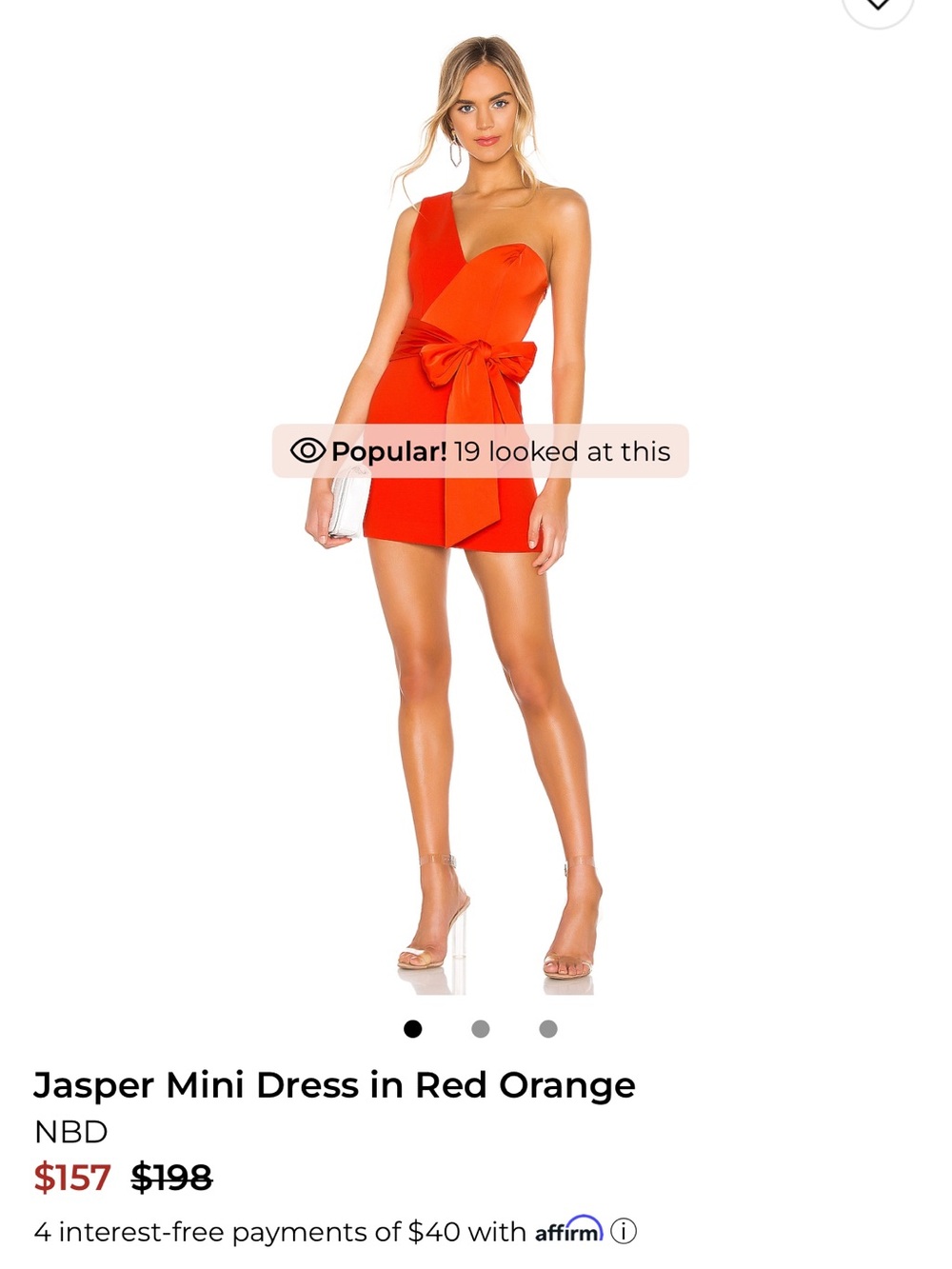 NBD Bright Red-Orange One-Shoulder Mini Dress - Picture 3 of 14